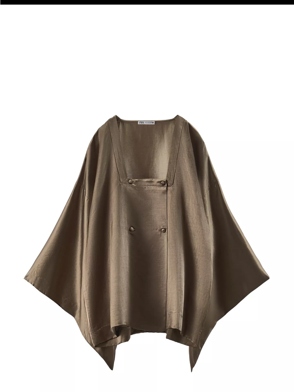 ZARA LINEN BLEND WRAP SHIRT